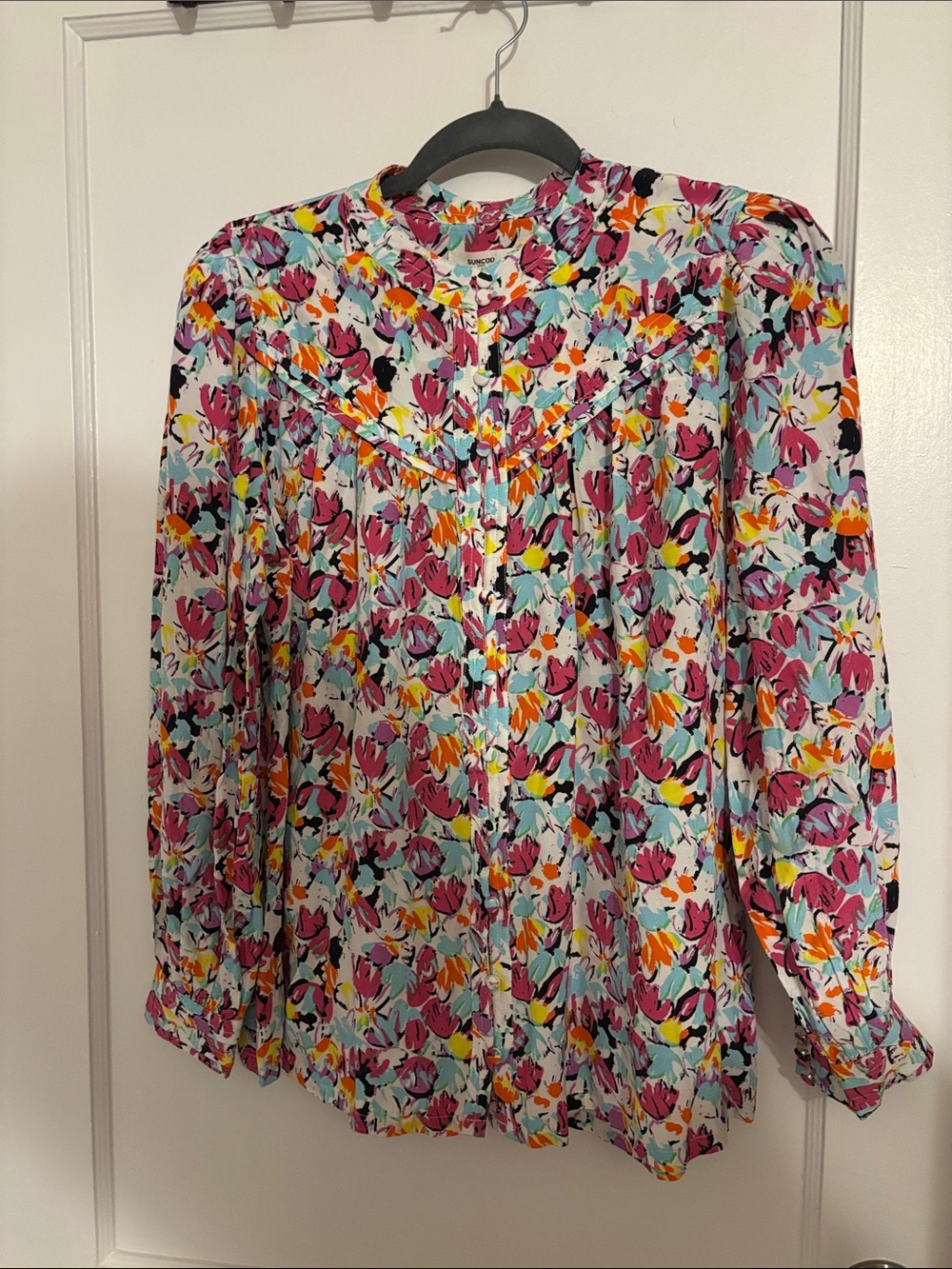 SUNCOO Multicolor Floral Button-Front Blouse